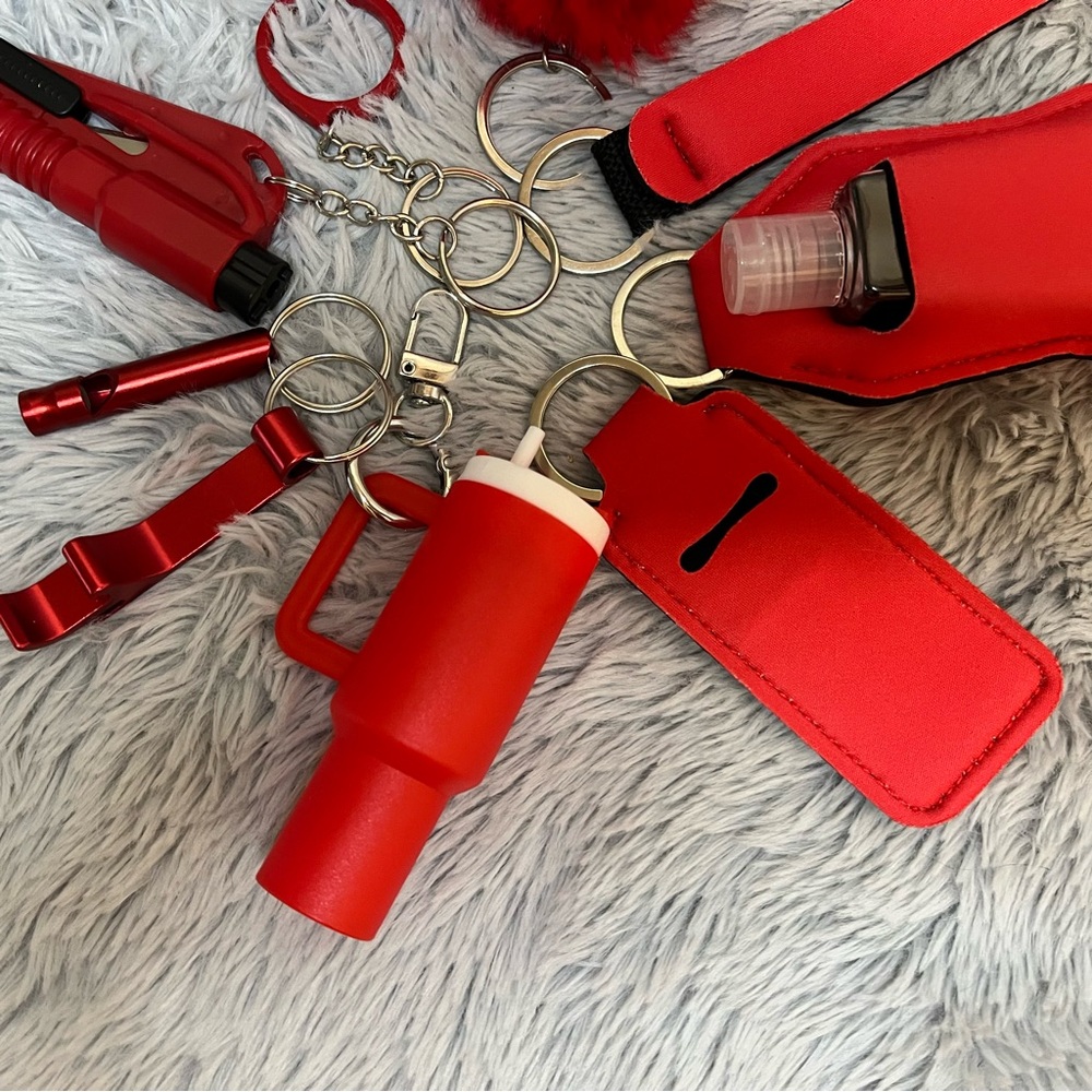 10pcs Red Safety Keychain Set - Picture 4 of 5